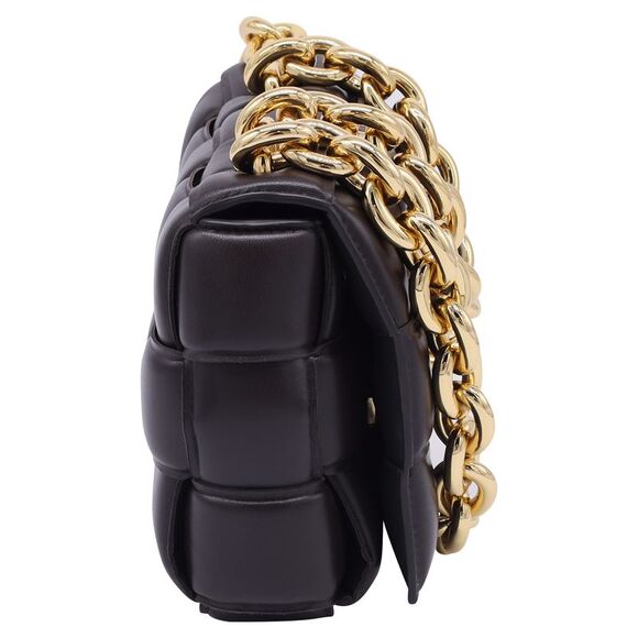 Bottega Veneta Cassette Chain Shoulder Bag in Dark Brown Lamb Leather - Picture 2 of 12